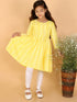 Girl's Yellow Pure Cotton Chikankari Kurta With Leggings